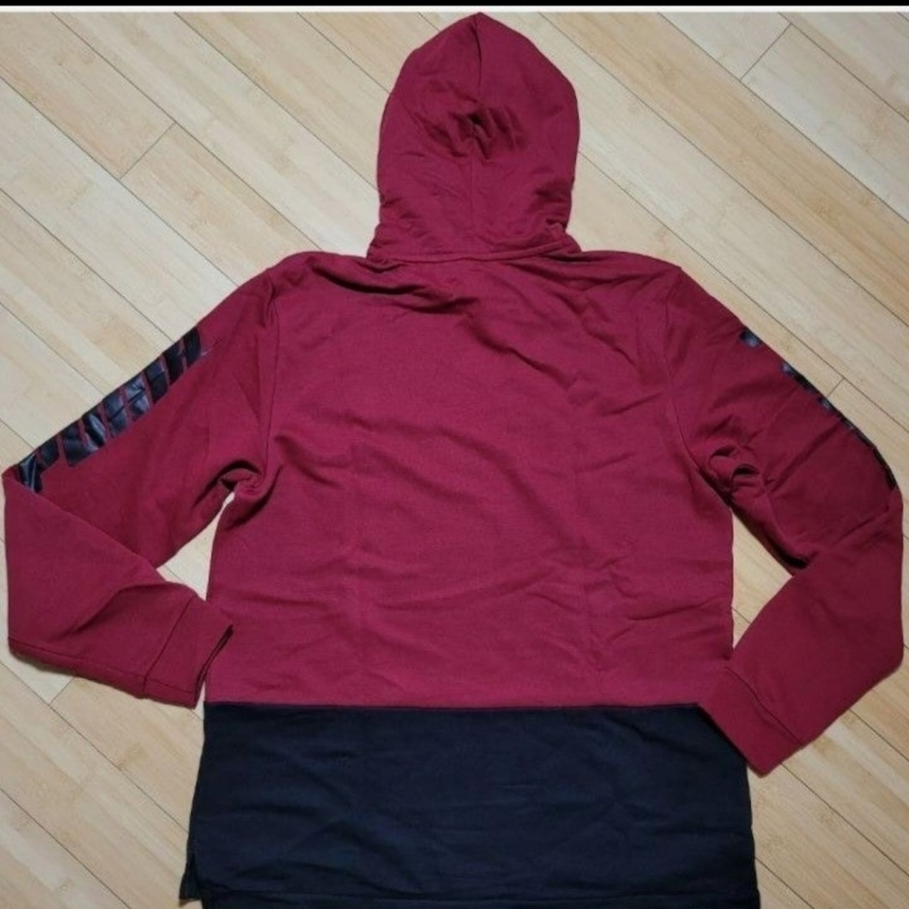 PUMA Hoodie Rhubarb Men's Speed Slant Logo Long Sleeve Burgundy Black Size Large - Picture 2 of 9